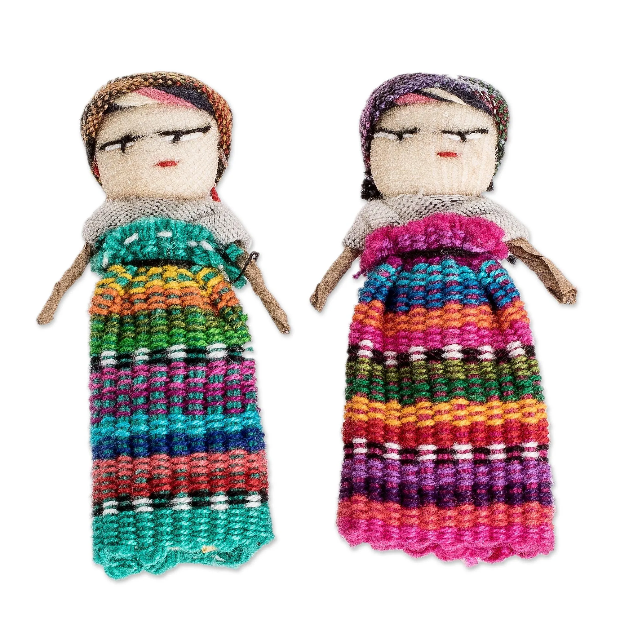 12 Guatemala Handcrafted Cotton Worry Doll Figurines - A Dozen Friends | NOVICA