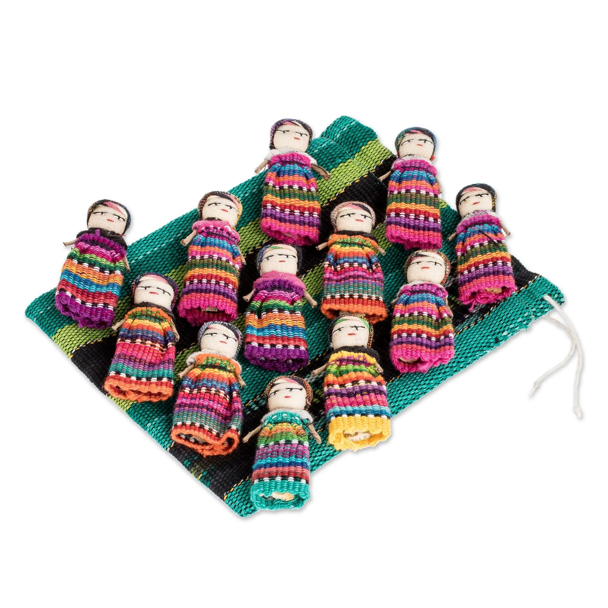 12 Guatemala Handcrafted Cotton Worry Doll Figurines - A Dozen Friends | NOVICA