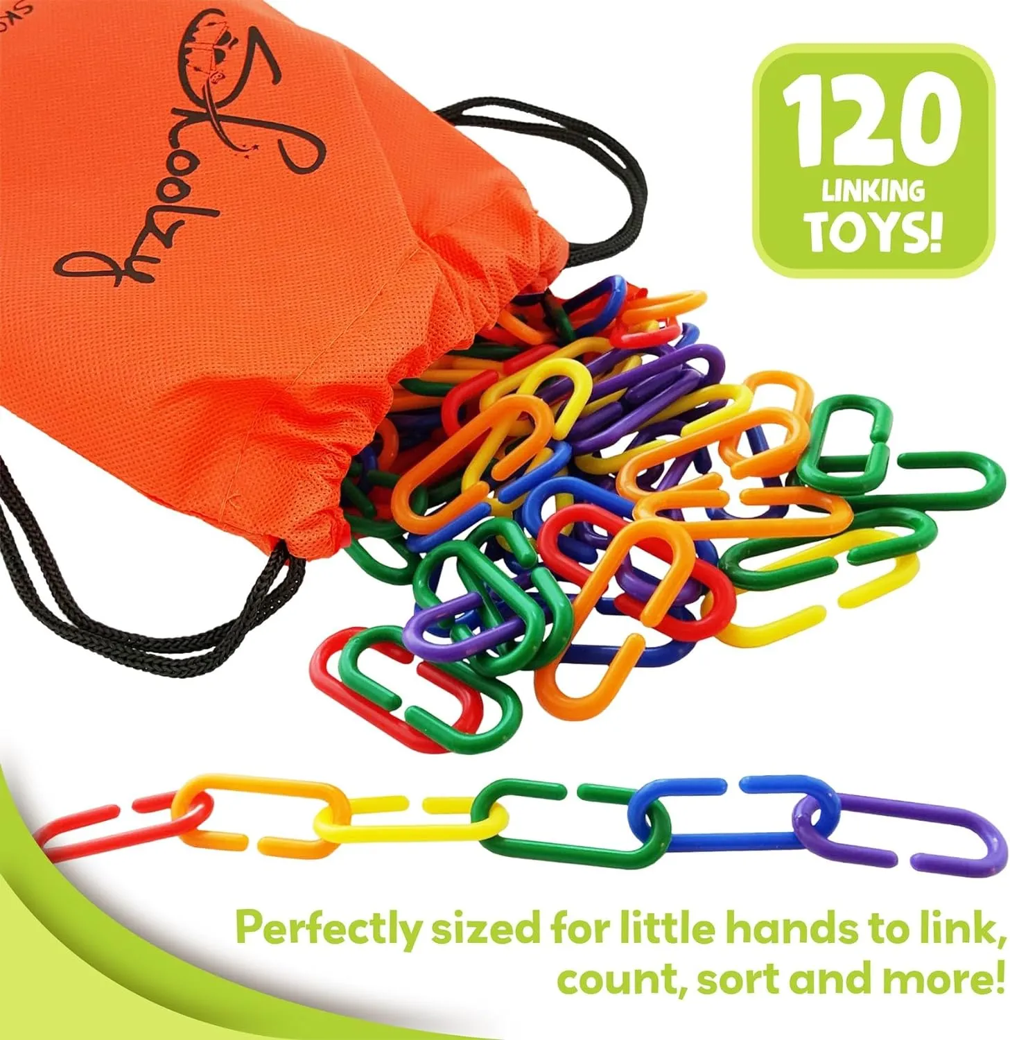 120 Rainbow Math Links With Tote for Toddlers