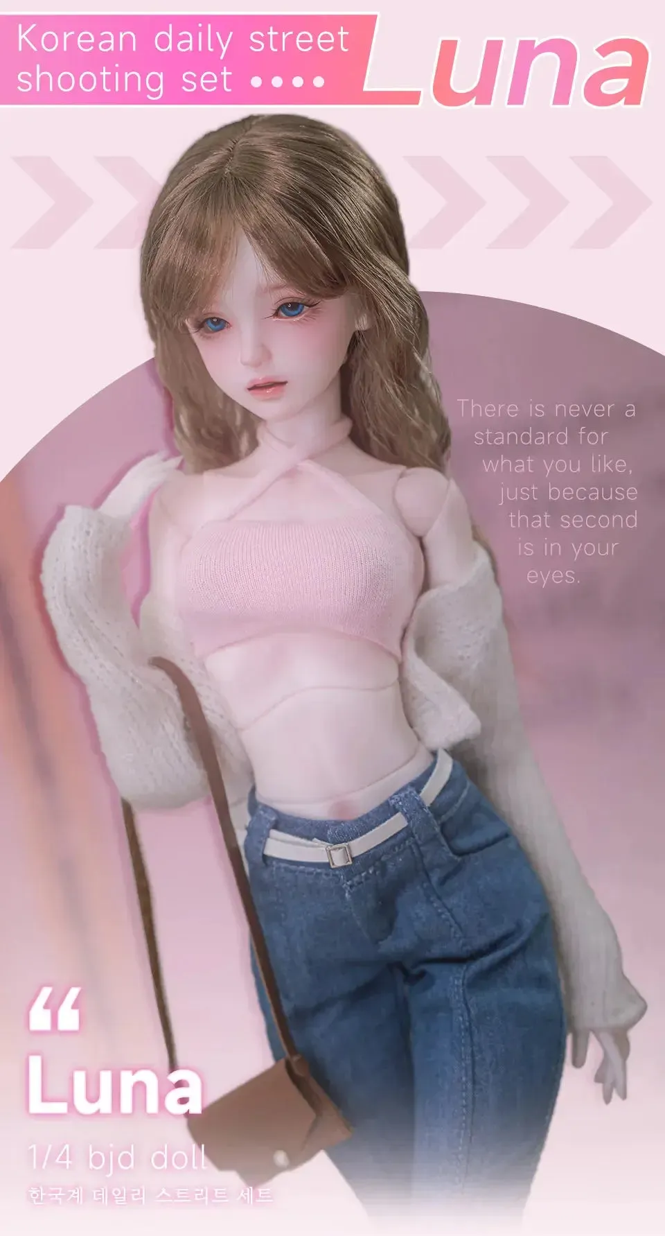 1/4 Luna BJD Doll - Korean Girl Group Model with Movable Joints & Professional Faceup