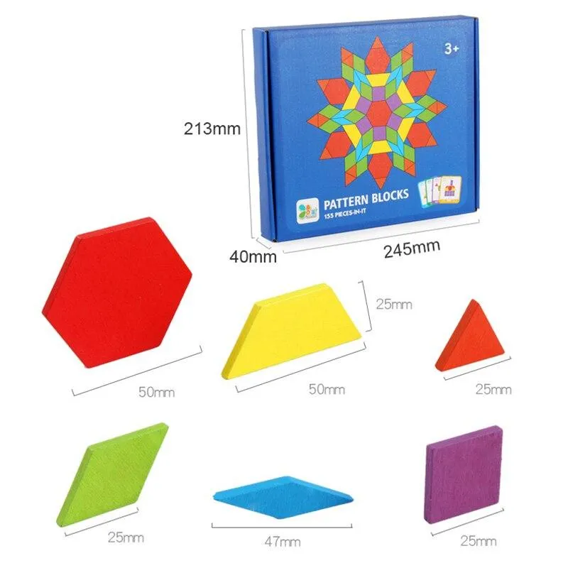 155pcs Jigsaw Puzzle For Kids Geometric Tangram Wooden Early Education Wooden Game Toys for Children Learning Toys