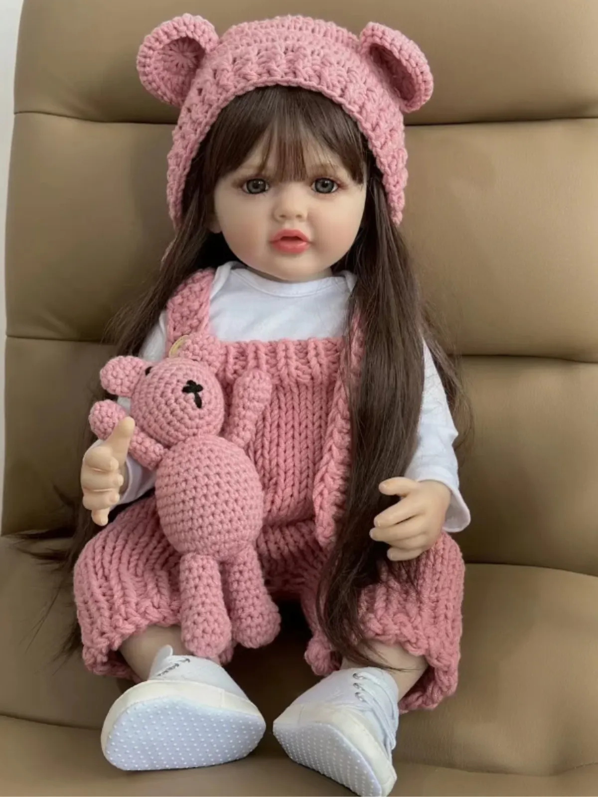 22" Realistic baby Girls Doll Cherished Companions with Crochet Outfit