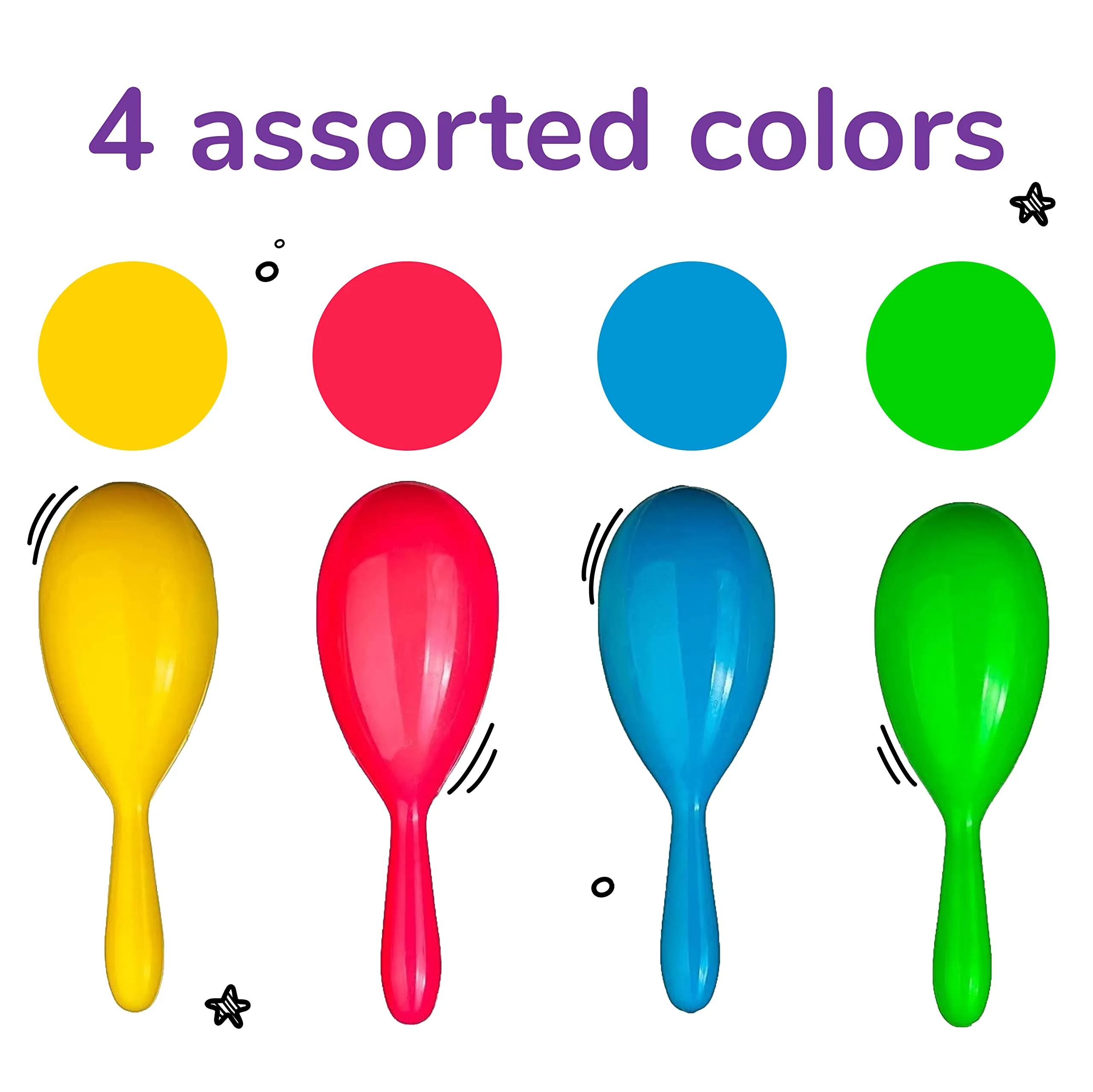 Add Life To The Party! 24 Neon Maracas, Adorable Party Favors, Noisemaker For Birthday