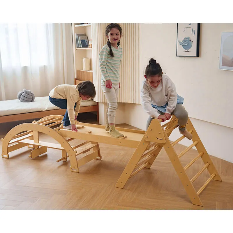 Bazel - Pikler 6-in-1  Climber with Rocker Arch and Slide Set