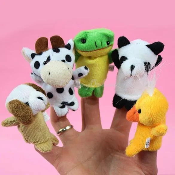 Cartoon Biological Animal Finger Puppet Plush Toys Child Baby Favor Dolls-10pcs/set