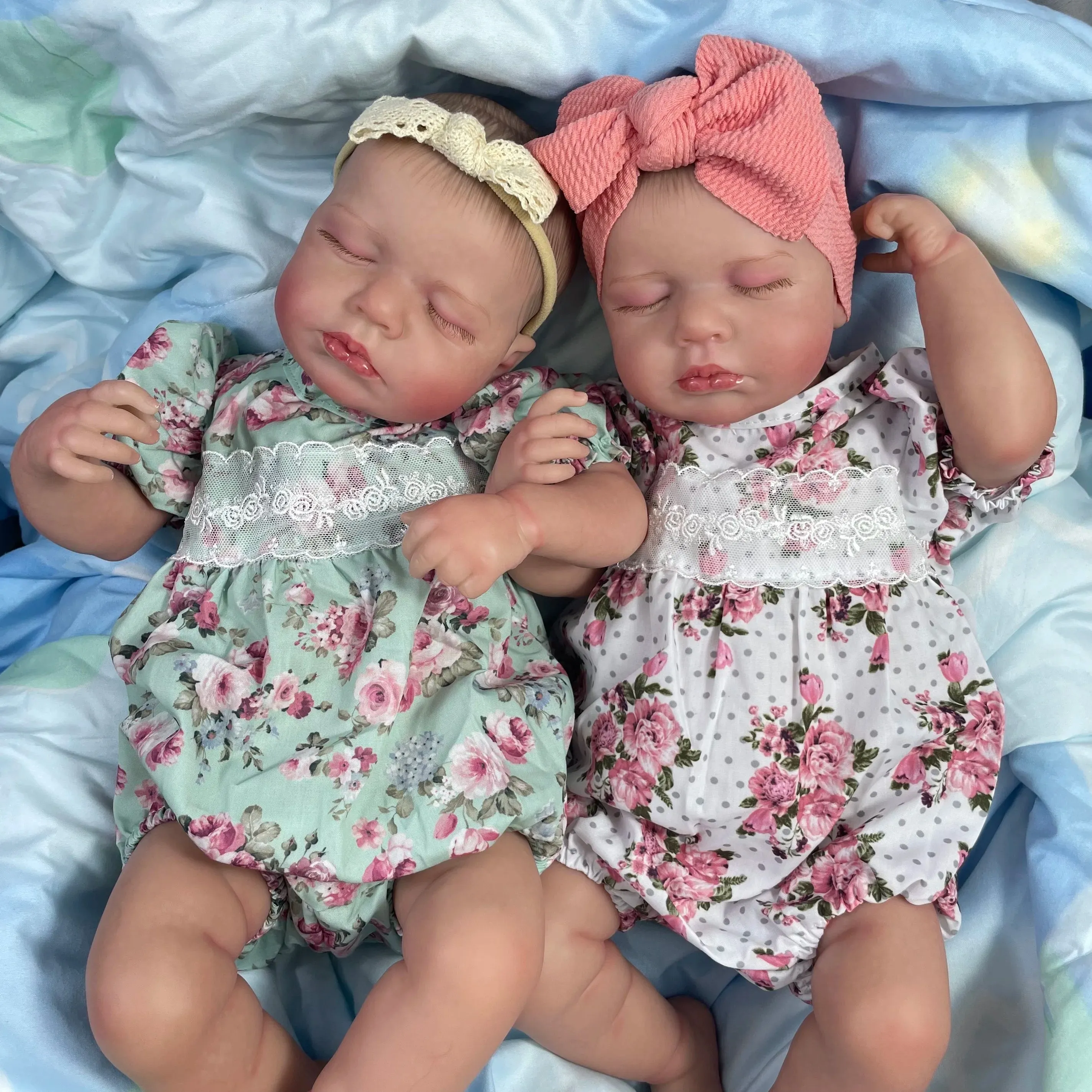 ELMAS Lifelike LouLou Twins 50CM Reborn Baby Dolls for Girls