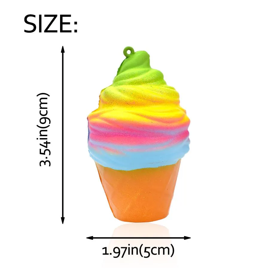 Funny Ice Cream Slow Rising Squishy Toy Jumbo Squishe Squeeze Initiation Toys for Kids Stress Relief Gifts for All People Home Decorations