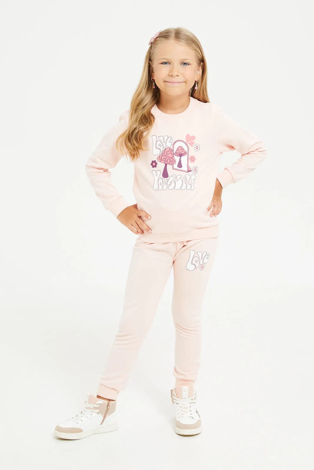 Girls Pink Jogger Suit (2 Piece)