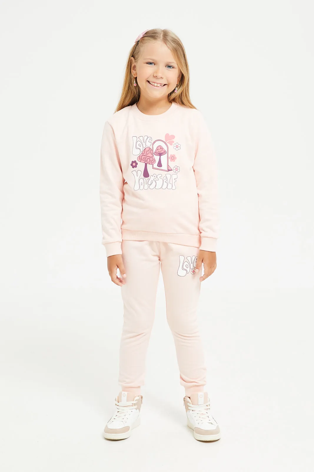 Girls Pink Jogger Suit (2 Piece)