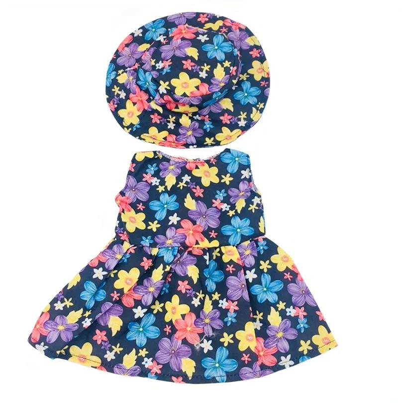 Handmade Black Flower Dress with Hats for 18inch Dolls