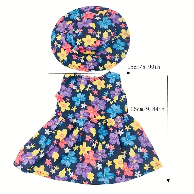Handmade Black Flower Dress with Hats for 18inch Dolls