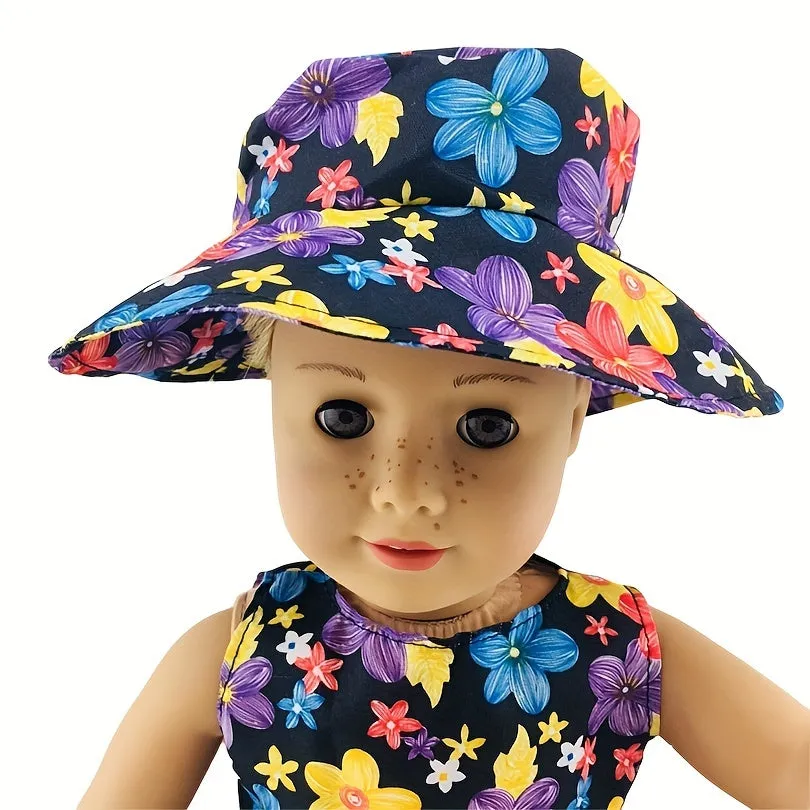 Handmade Black Flower Dress with Hats for 18inch Dolls