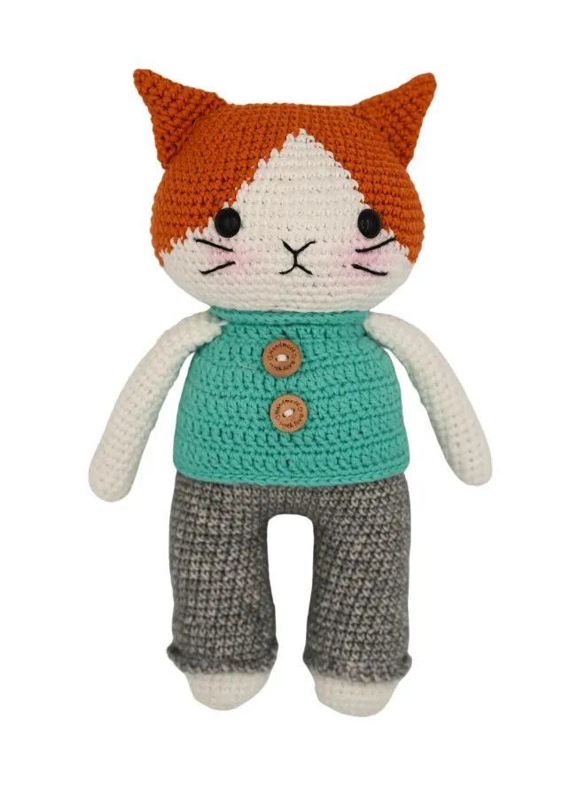 Handmade Natural Cotton Crochet Cat Toy Doll for Kids and Adults, Cat C, 25cm