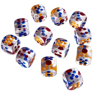 Kicko 1 Inch Transparent Dice Set - Pack of 12 Oversized Colorful 6-sided Replacement Game