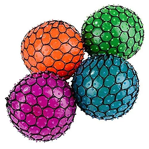 Kicko Colorful Mesh Squish Ball - Stress Reliever Squishy - Therapy Ball, 12 Pack, 3