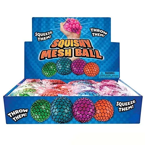 Kicko Colorful Mesh Squish Ball - Stress Reliever Squishy - Therapy Ball, 12 Pack, 3