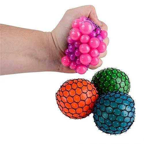 Kicko Colorful Mesh Squish Ball - Stress Reliever Squishy - Therapy Ball, 12 Pack, 3