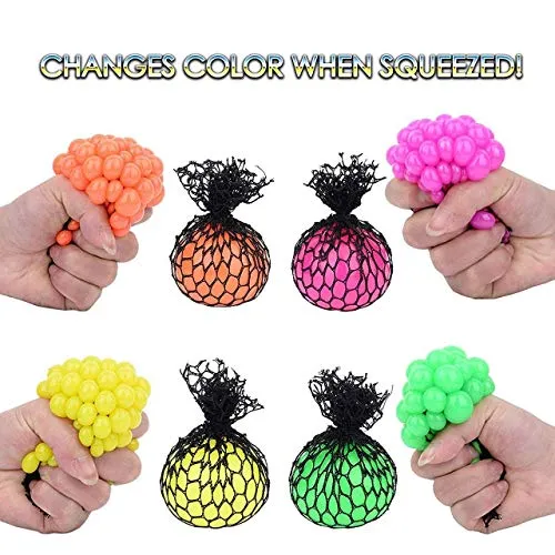 Kicko Colorful Mesh Squish Ball - Stress Reliever Squishy - Therapy Ball, 12 Pack, 3
