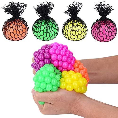 Kicko Colorful Mesh Squish Ball - Stress Reliever Squishy - Therapy Ball, 12 Pack, 3