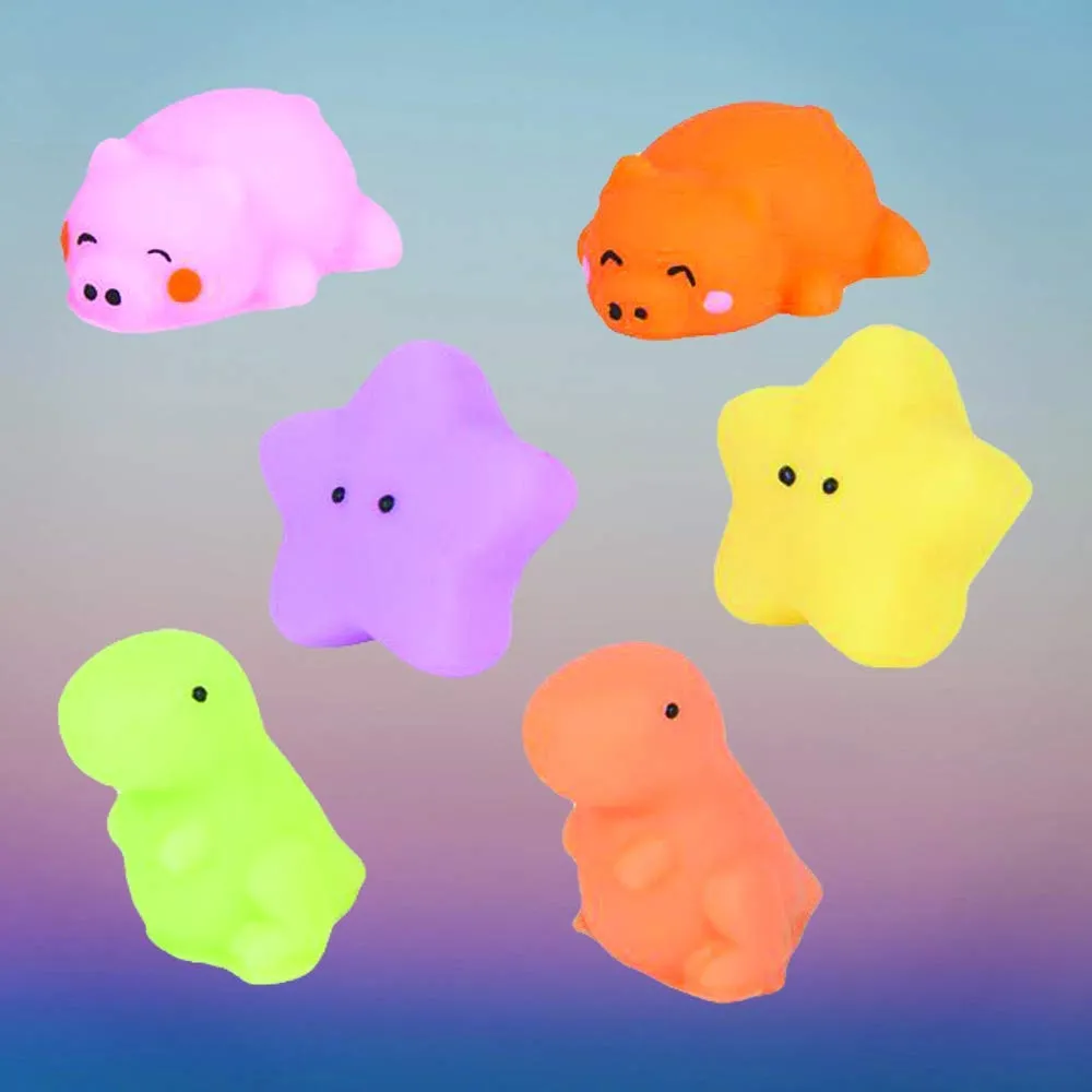 Kicko Squishy Stretchy Animals - Pack of 12, 1.5 Assorted Squeezable Rubber Animals