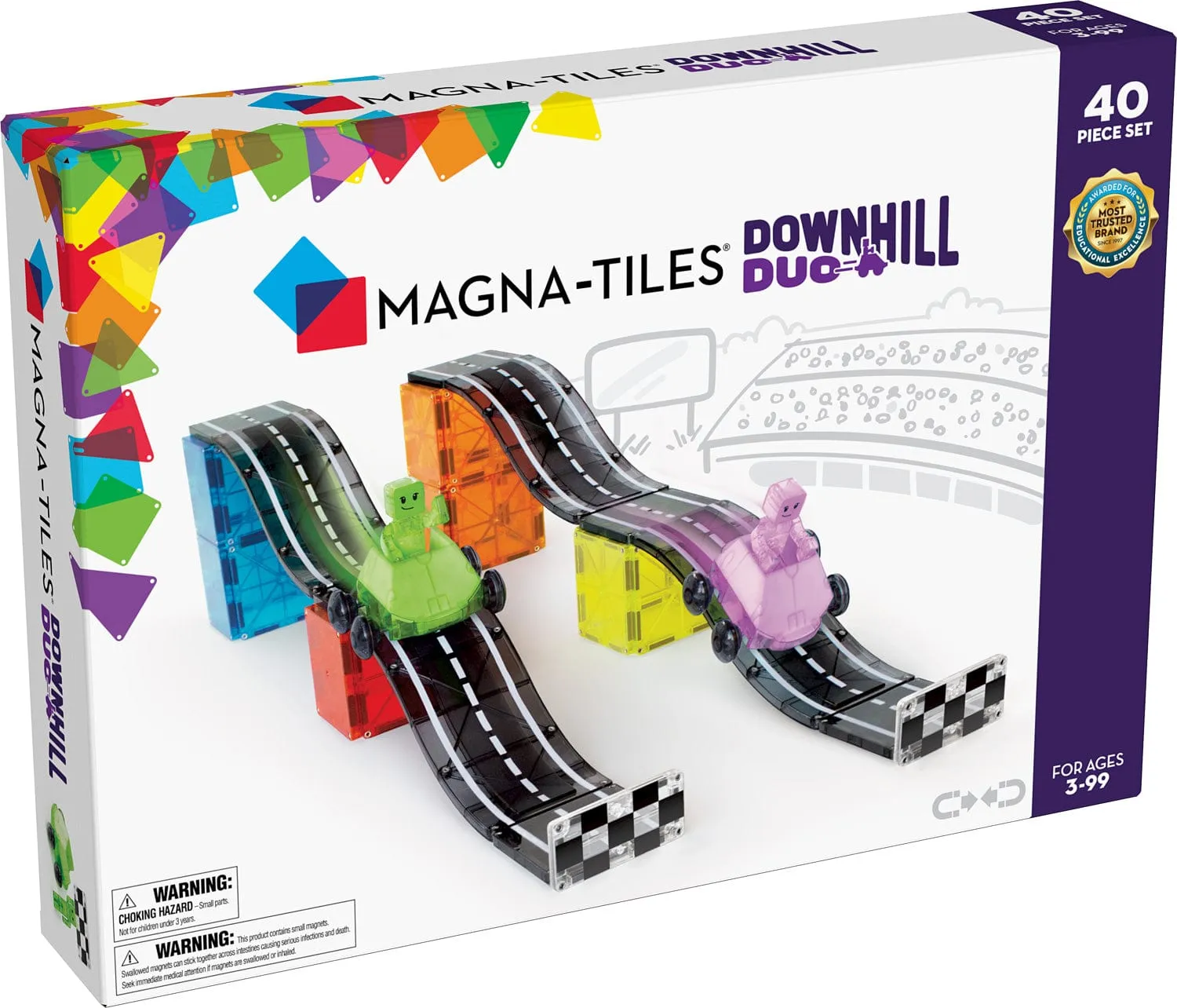 Magna Tiles Downhill Duo 40 Piece Set - Magnetic Building Toys