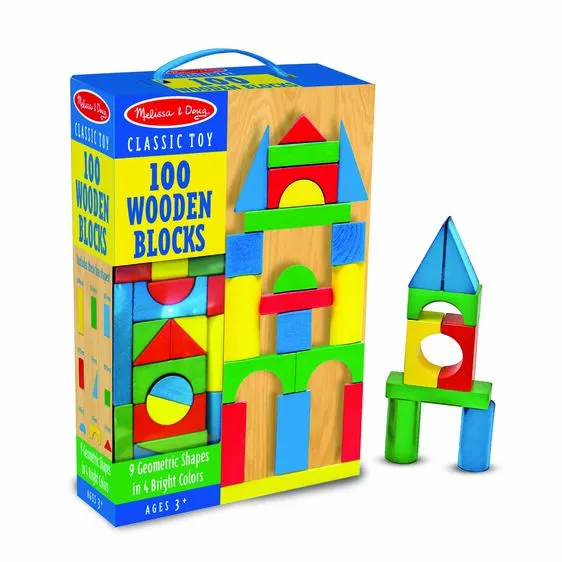 Melissa & Doug 100 Piece Classic Wood Blocks Set