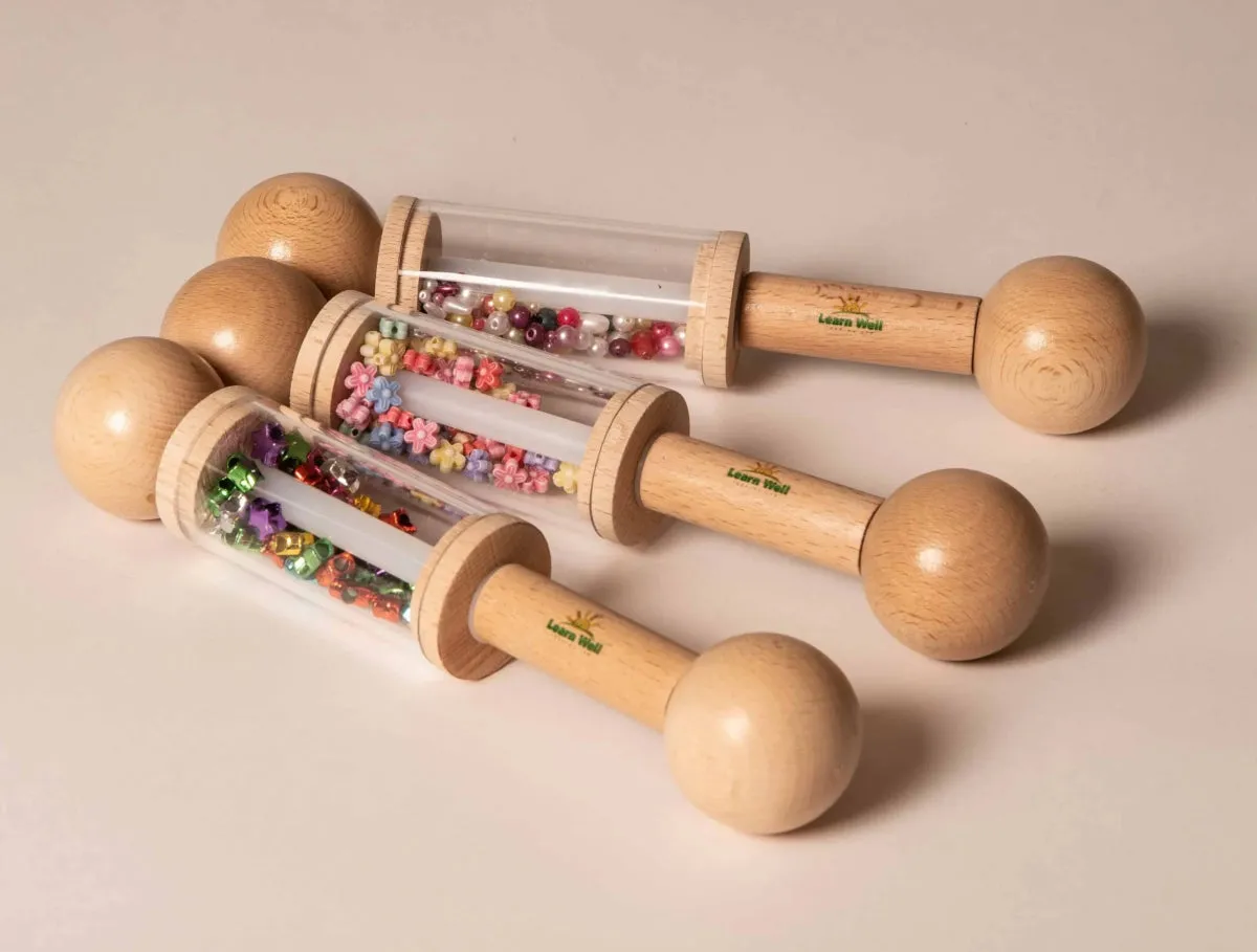Mini Wooden Rattle Rollers set of 3