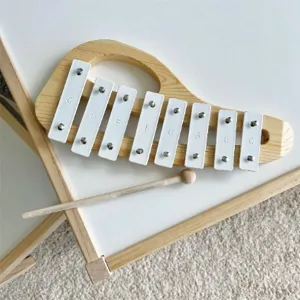 Minimalist Baby Wooden Xylophone Musical Instrument - White