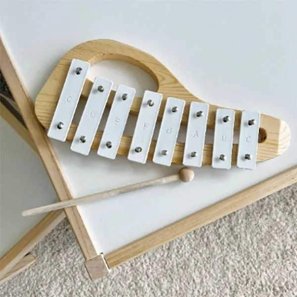 Minimalist Baby Wooden Xylophone Musical Instrument - White