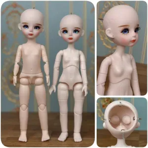 New Cute 30cm Doll Head 1/6 BJD Doll DIY Practice Makeup Whole Doll | Toy Gift for Children and Girls | Open Head Can Change Eyes