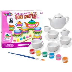 Paint Your Own Tea Set for Kids, Decorate Your Own Craft Set Of Porcelain Dishes, Includes Paint Pots and Paint Brush