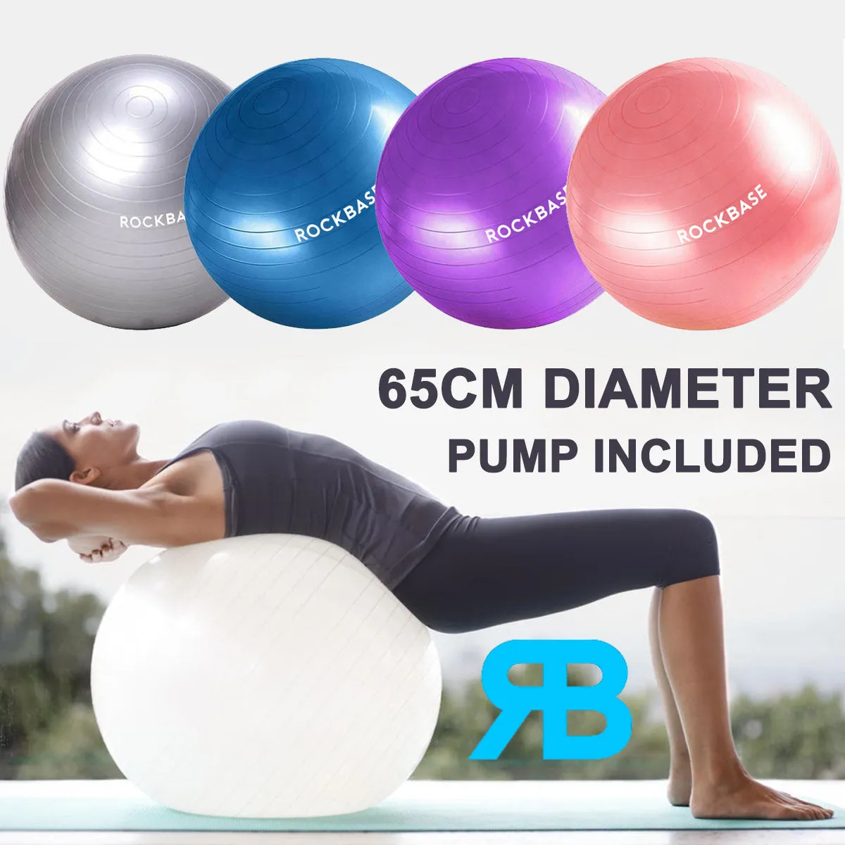PINK 65CM ANTI BURST YOGA SWISS BALL WITH PUMP