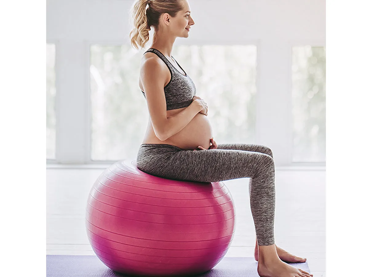 PINK 65CM ANTI BURST YOGA SWISS BALL WITH PUMP