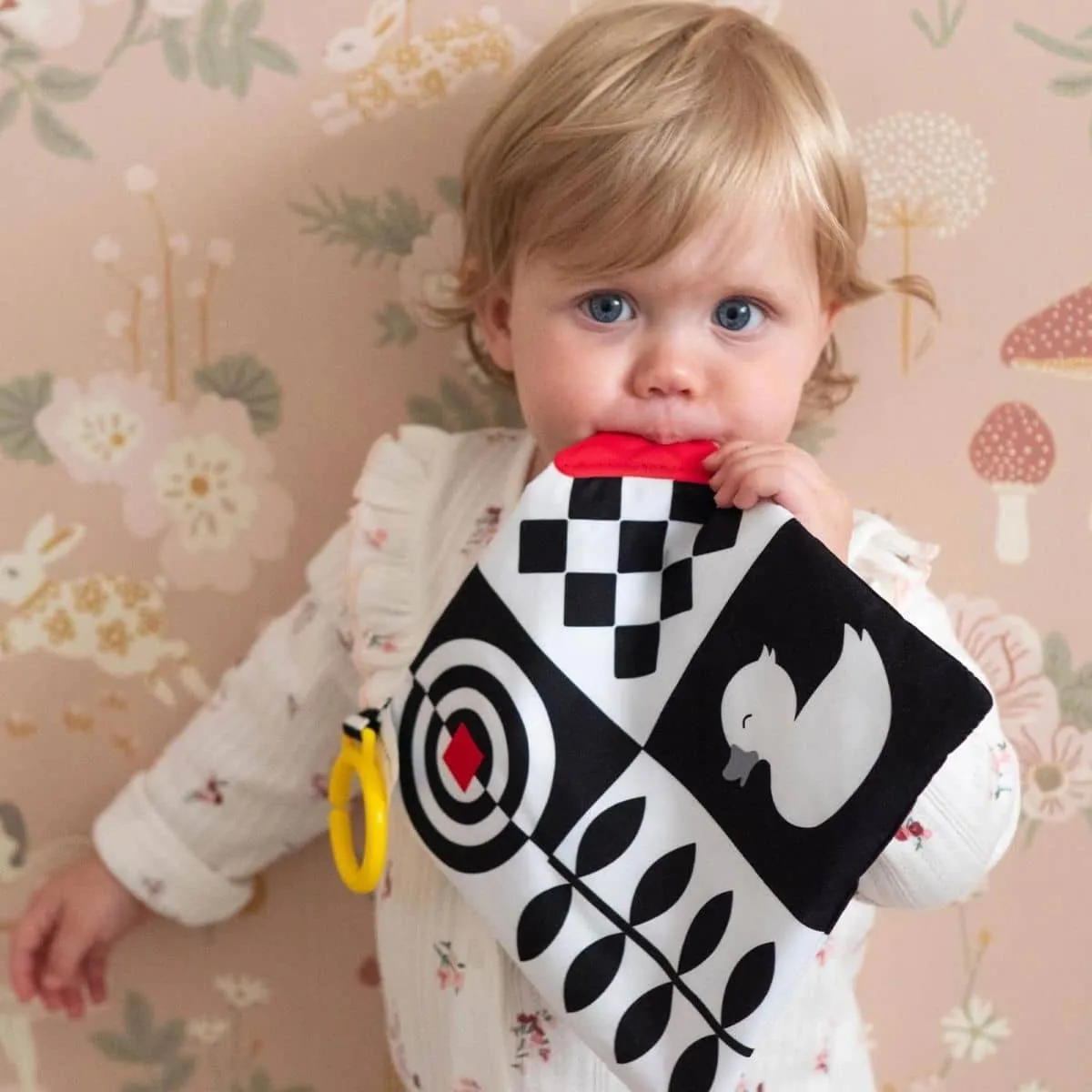 Priya & Peanut Baby Sensory Crinkle Square - Black   White