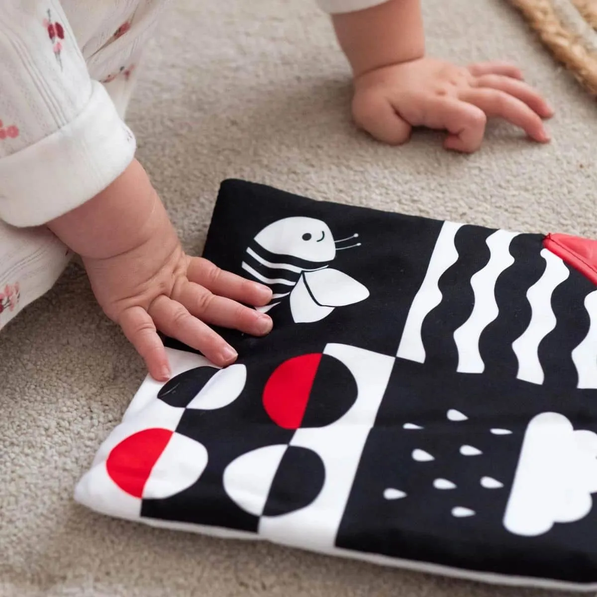 Priya & Peanut Baby Sensory Crinkle Square - Black   White