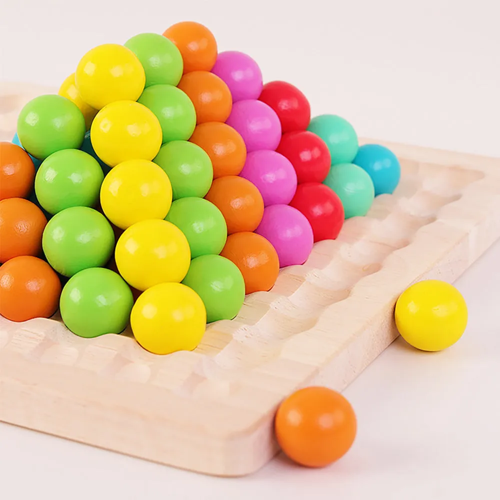 Wooden Rainbow Fun Bead Matching Game Educational Kids Toys, TO0027